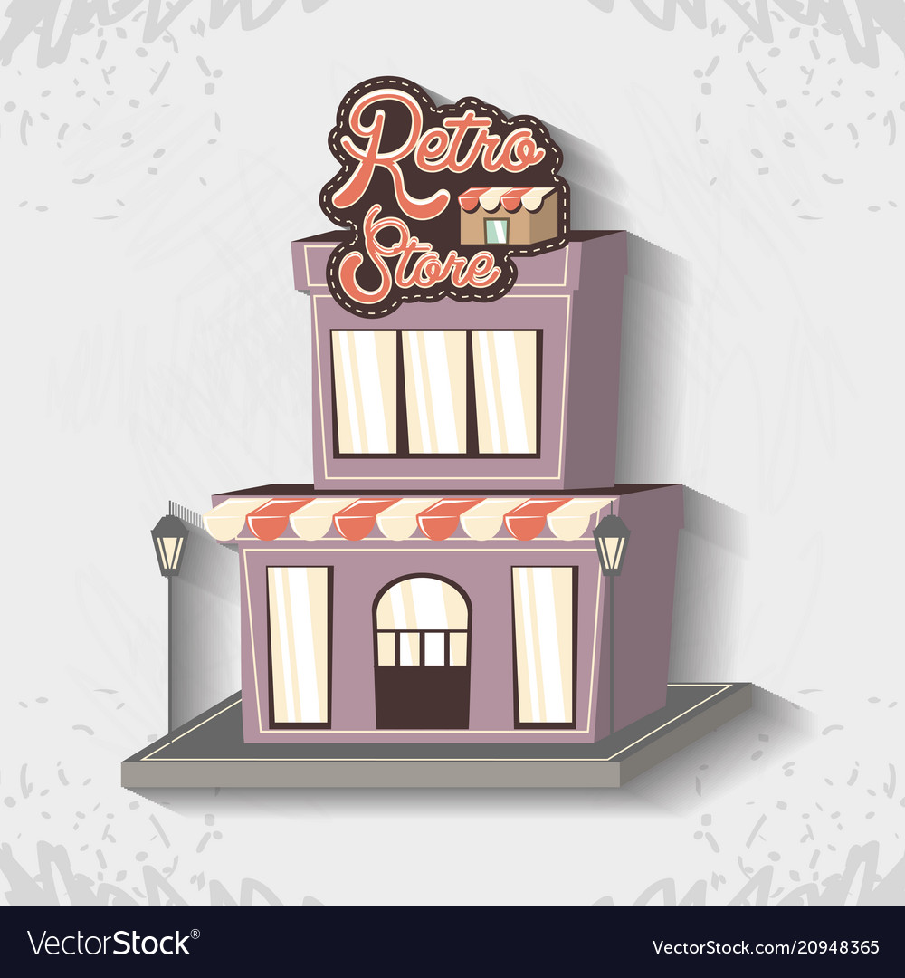 Retro store building front