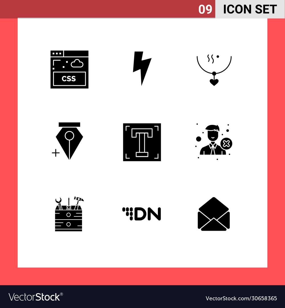 Set 9 solid glyphs on grid for program font