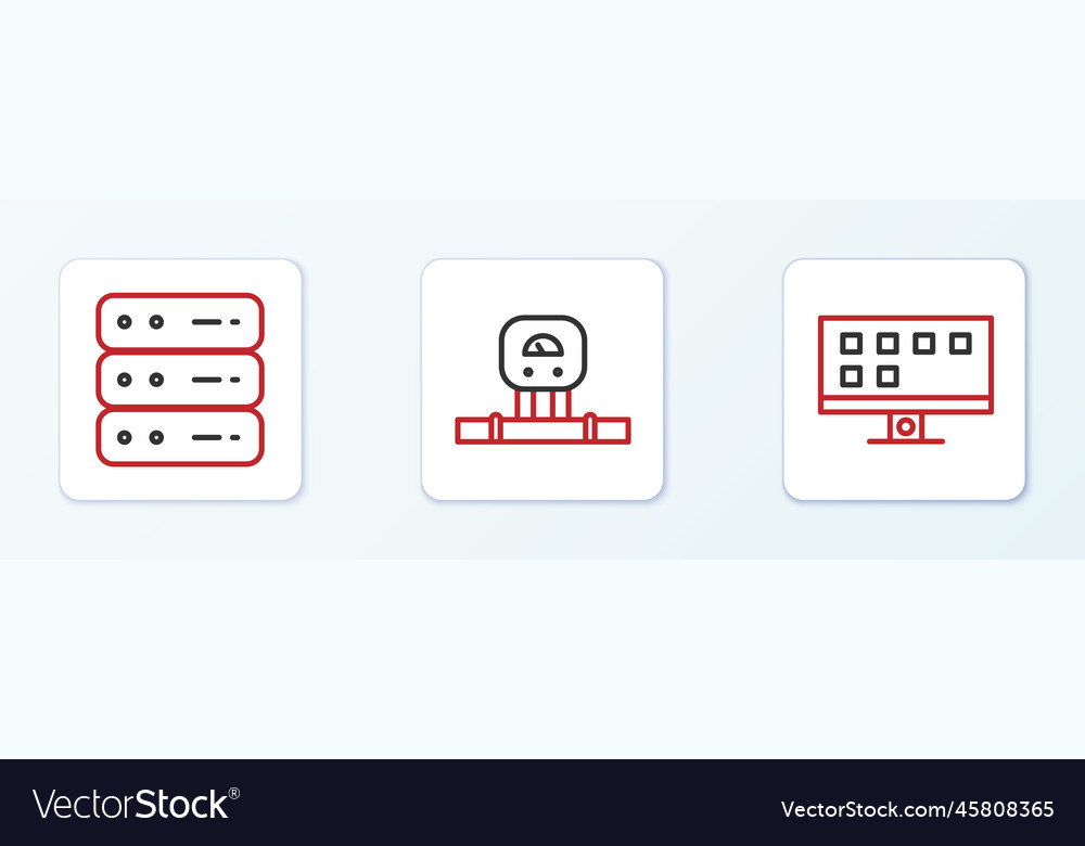 Set line smart tv server data web hosting vector image Set line smart tv server data web hosting