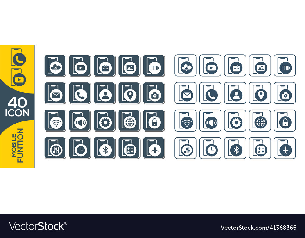 Smart-phone functions and apps icon set