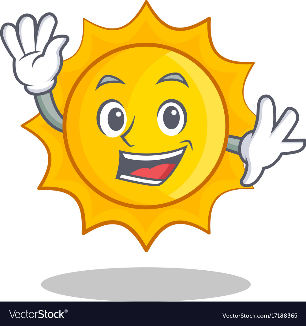 Waving Sun Character Cartoon