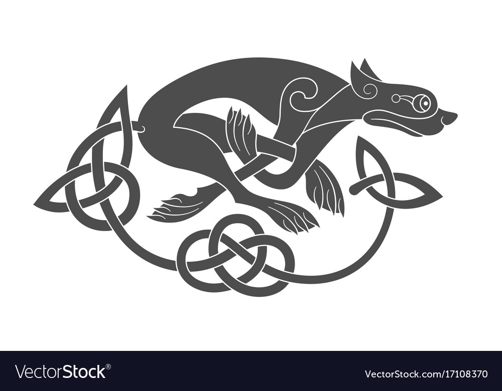 Ancient celtic mythological symbol of wolf dog Vector Image