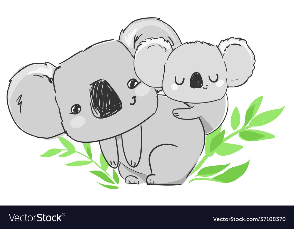 Cute baby koala print design Royalty Free Vector Image