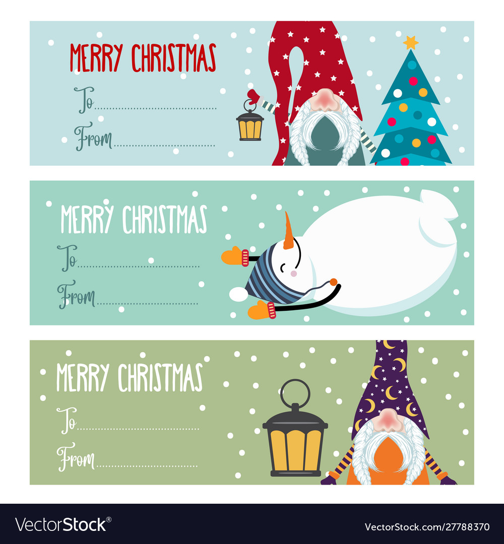 Cute flat design christmas labels collection Vector Image