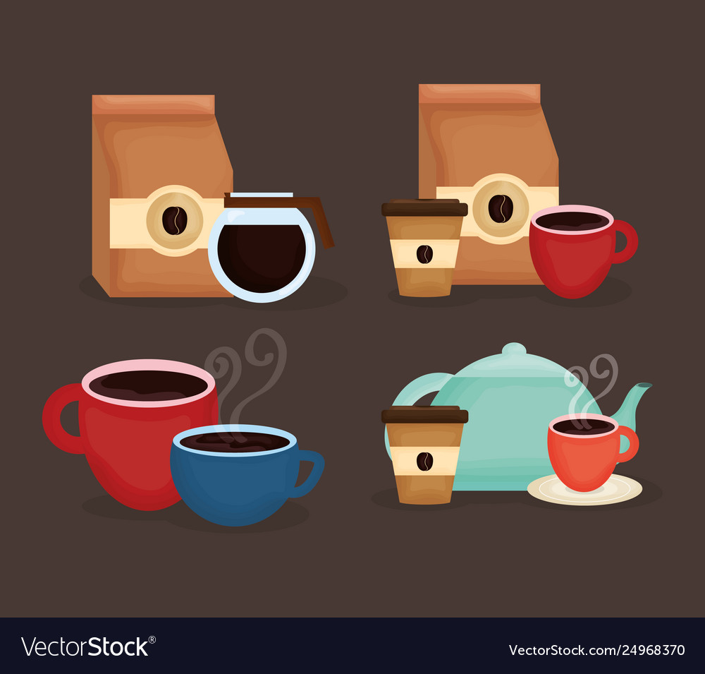 Delicious coffee and tea time icons Royalty Free Vector