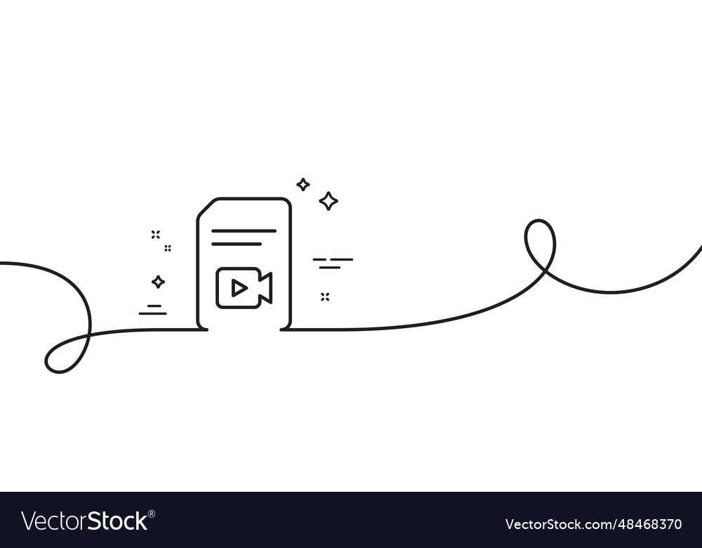 Document with video line icon vlog file sign vector image Document with video line icon vlog file sign