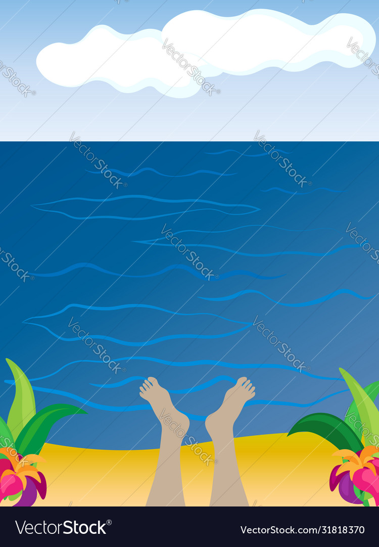 Feet in warm sea time to relax overlooking