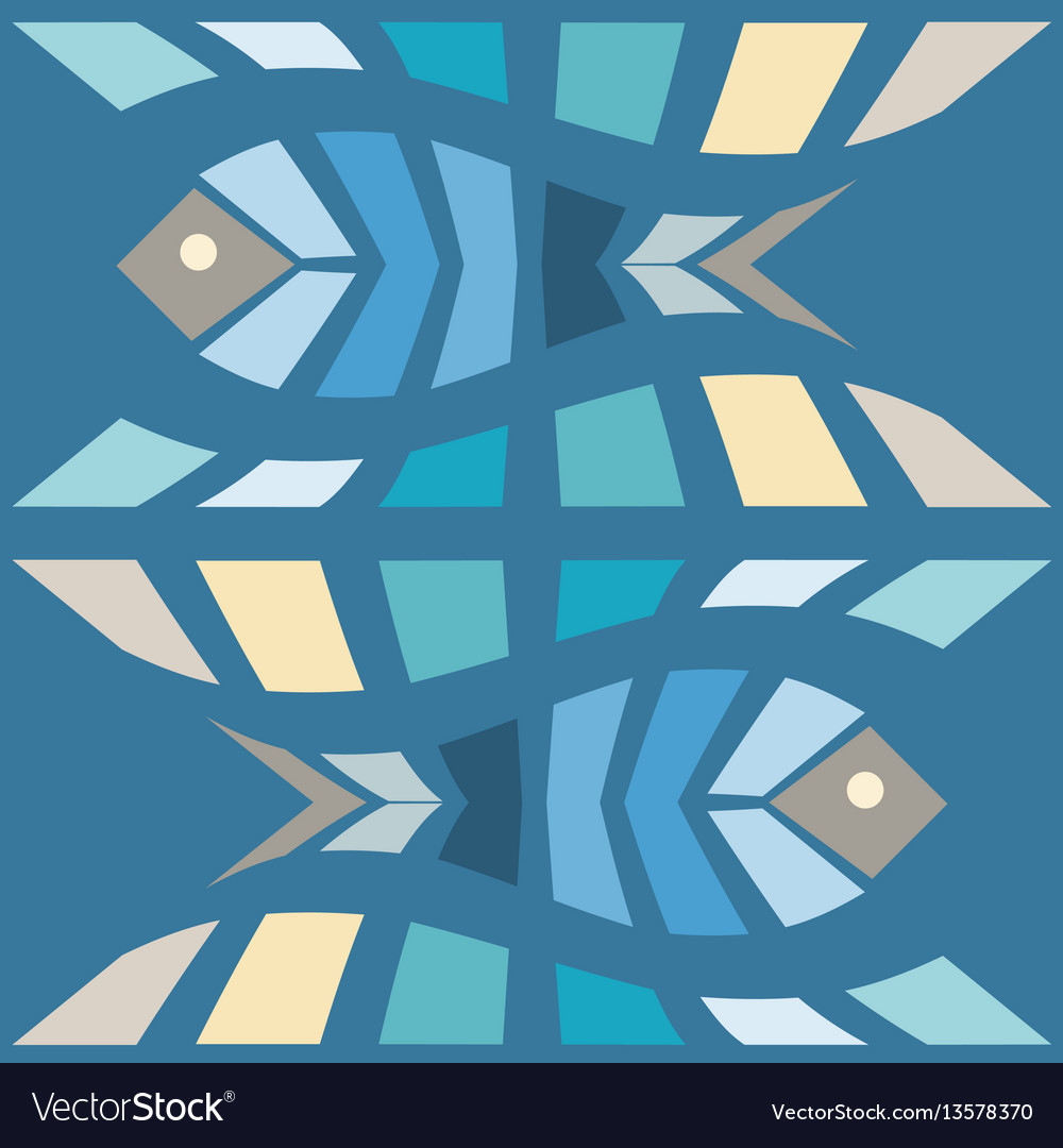 Fish mosaic seamless pattern