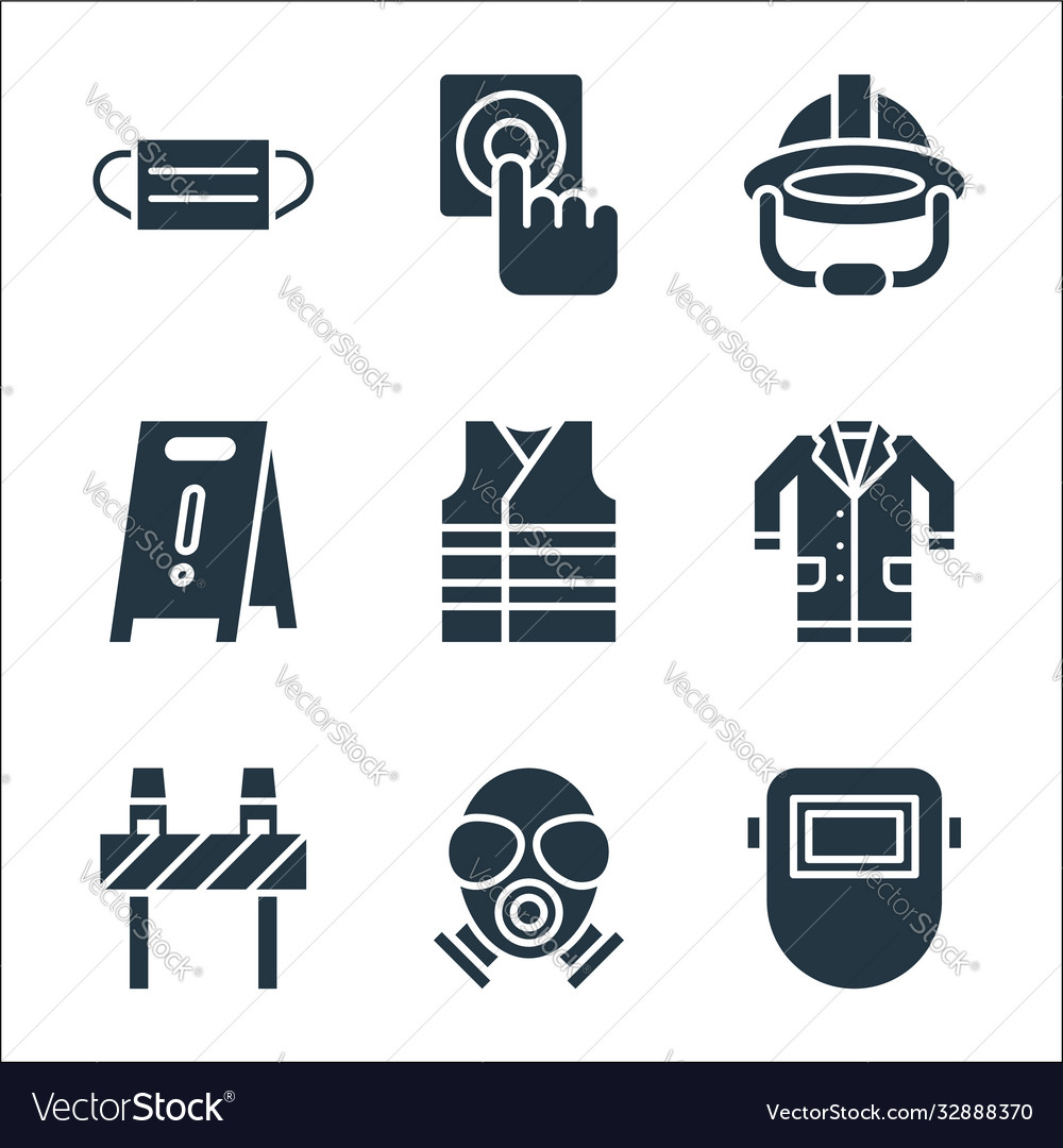 Flat rescue and protective line icons linear set