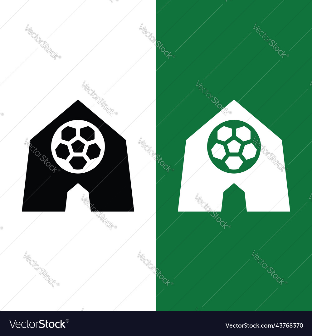 Football or soccer home icon logo in glyph style