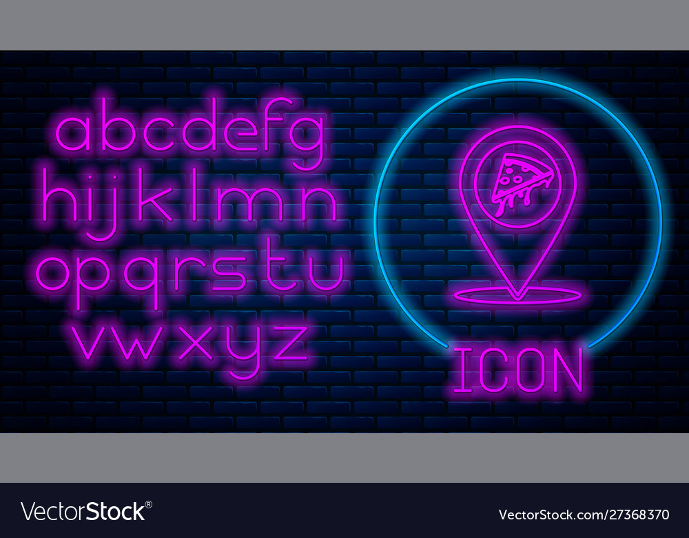 Glowing Neon Kartenzeiger mit Fast Food Scheiben vector image Glowing Neon Kartenzeiger mit Fast Food Scheiben