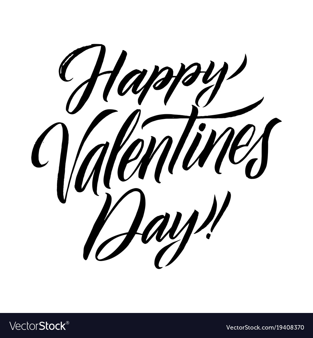 Happy valentines day black lettering greeting card