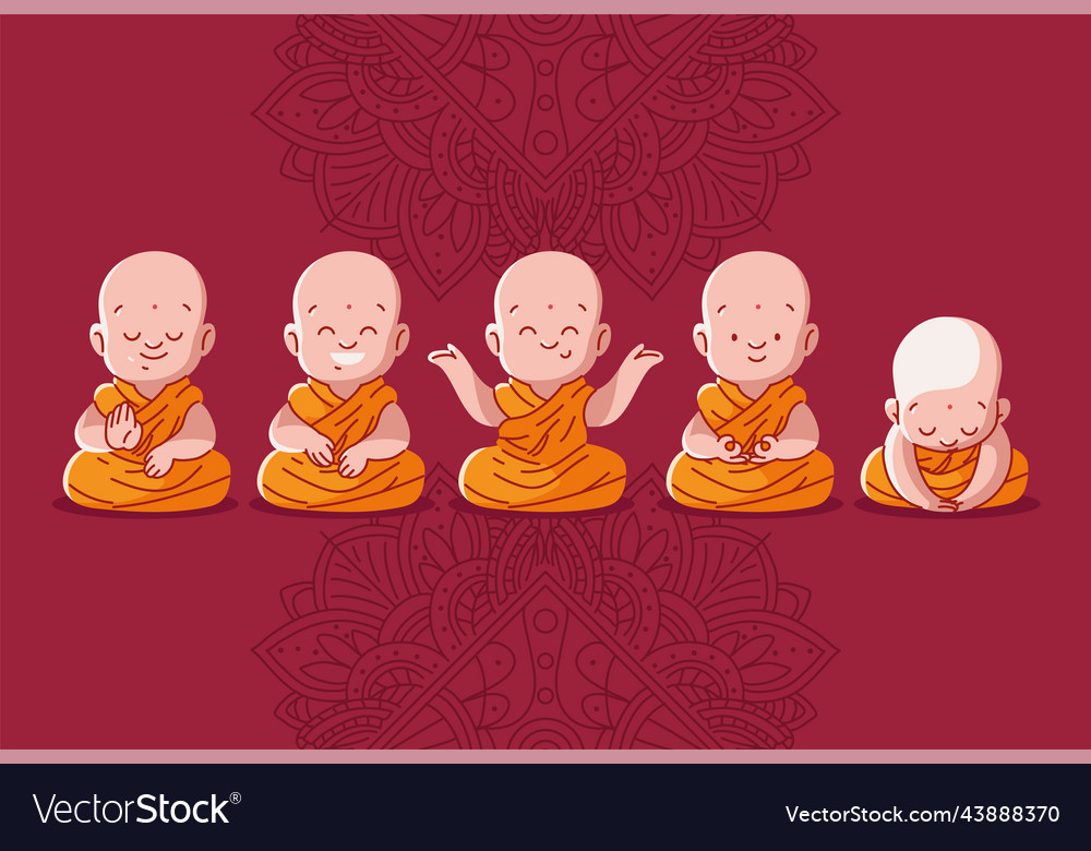 Icons buddhist monks Royalty Free Vector Image