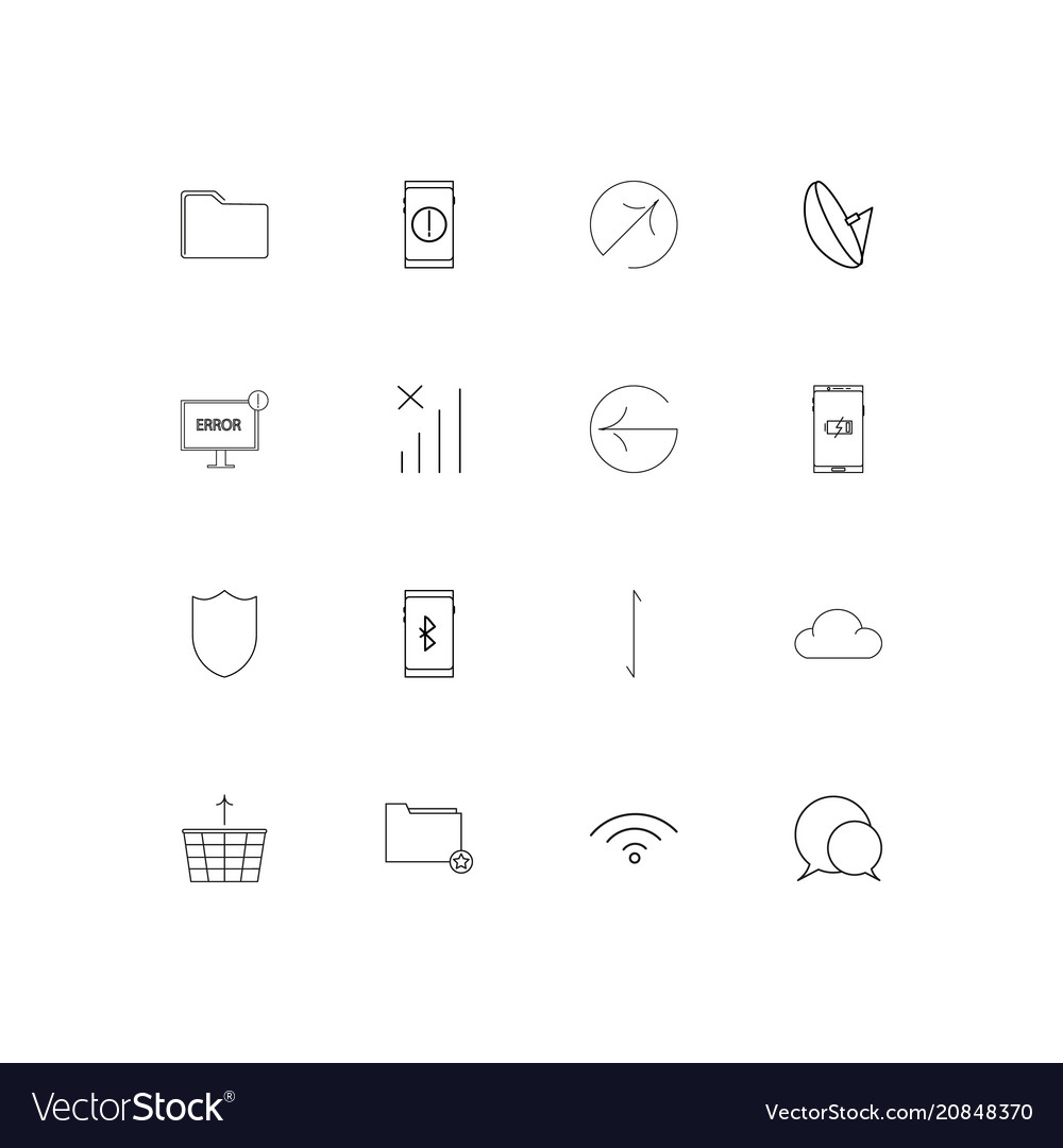 Network and database linear thin icons set