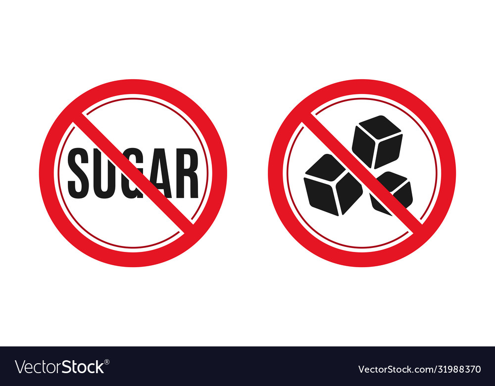 No sugar sign red prohibition signs image Vector Image