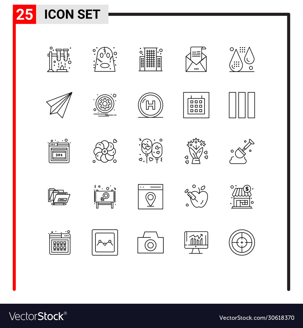 Pictograph set 25 simple lines drops blood