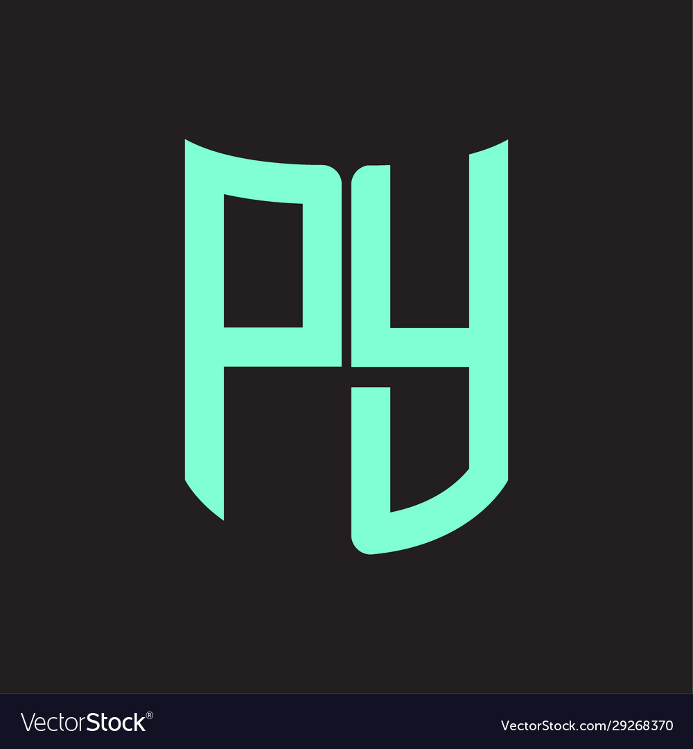 Py logo monogram with ribbon style design template