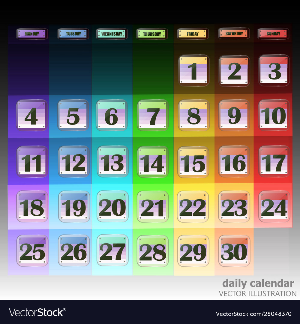 Set buttons with calendar dates for month vector image Set buttons with calendar dates for month