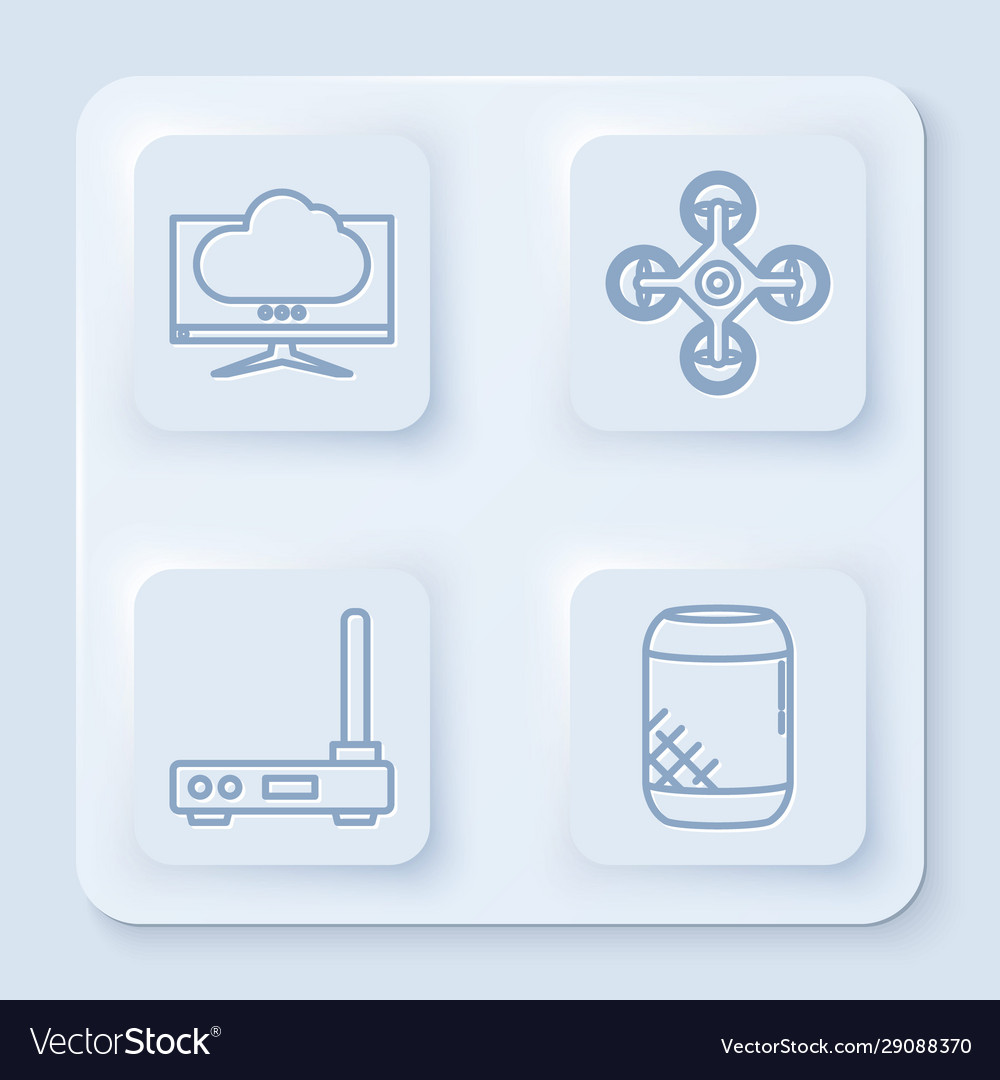 Set line computer monitor screen drone router Vector Image Set line computer monitor screen drone router