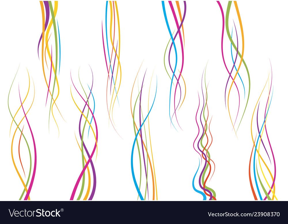 Set of abstract color curved lines