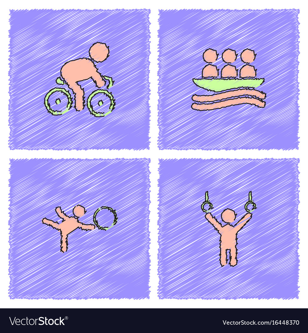Set of olympic game design in hatching style