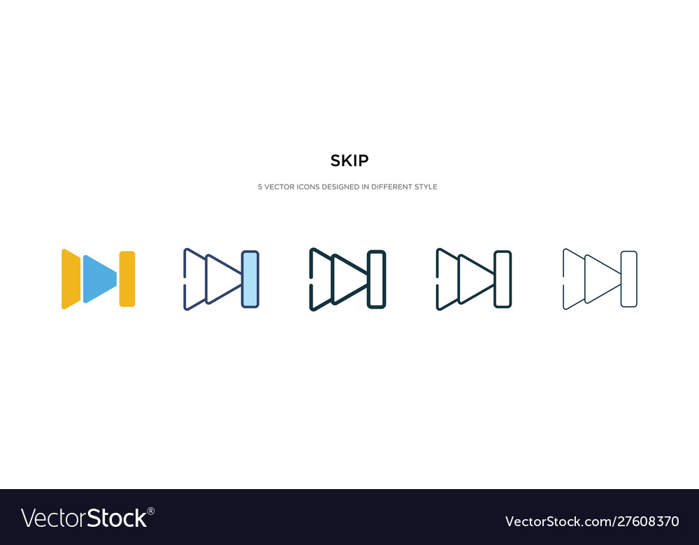 Skip icon in different style two colored vector image Skip icon in different style two colored