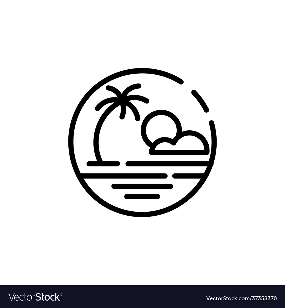 Summer beach outline icon beach and sea logo Vector Image