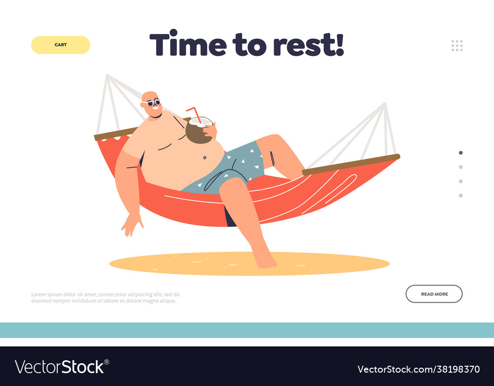 Time to rest concept landing page with man vector image Time to rest concept landing page with man