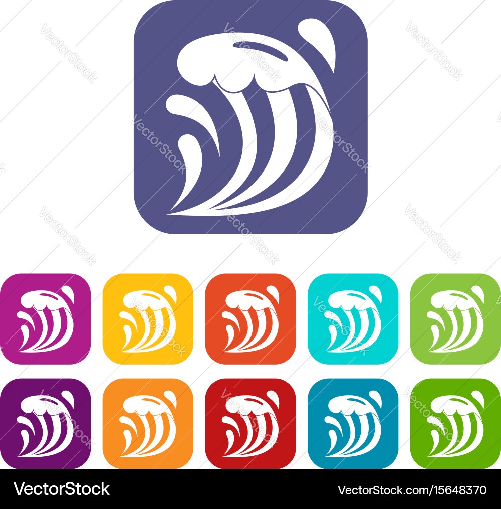 Wave icons set flat Royalty Free Vector Image - VectorStock