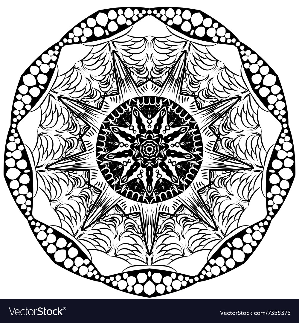 Abstract mandala circular monochrome pattern