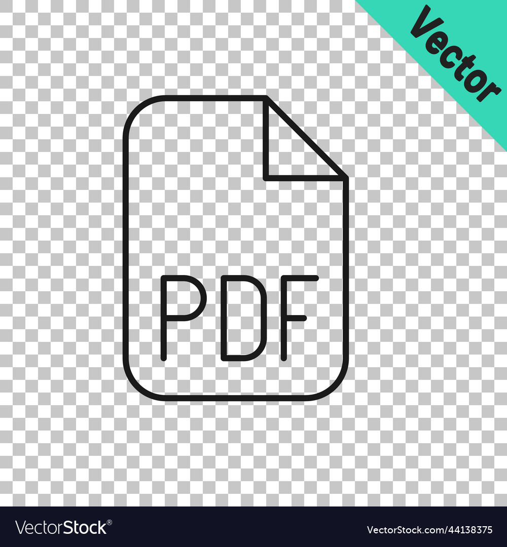 Black line pdf file document download button vector image Black line pdf file document download button