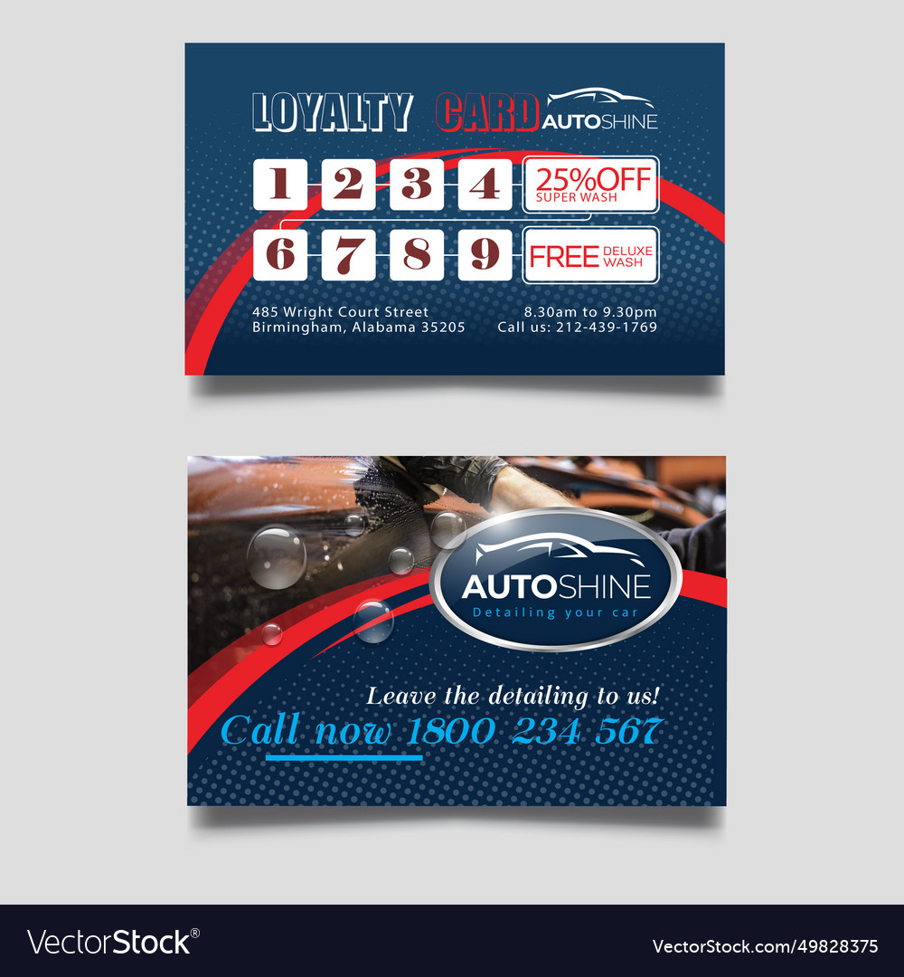 Carwash cleaning business card Royalty Free Vector Image