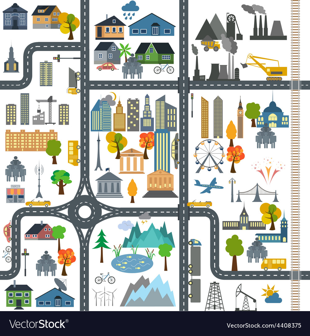 City map generator city map example elements Vector Image