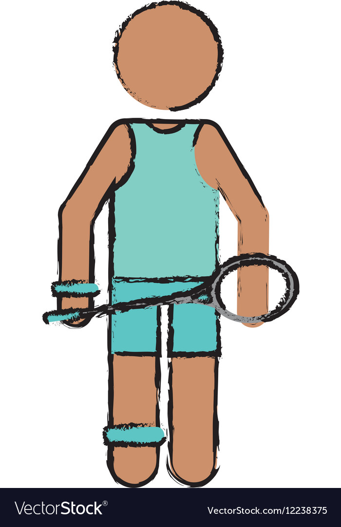 Drawing character badminton player racket green