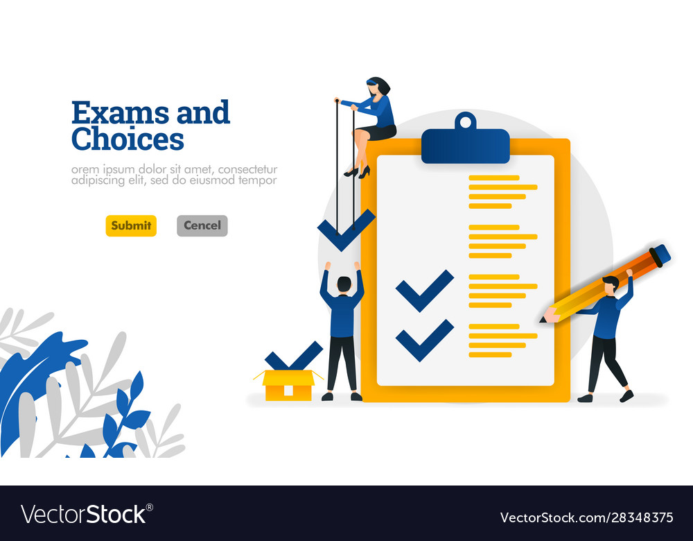 Exams and choices flat character for learning