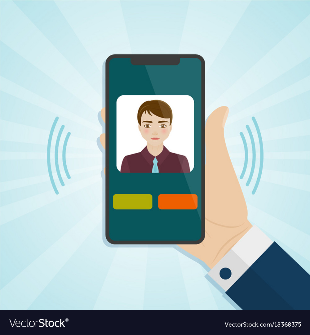 Hand holding smartphone with caller on a screen Vector Image