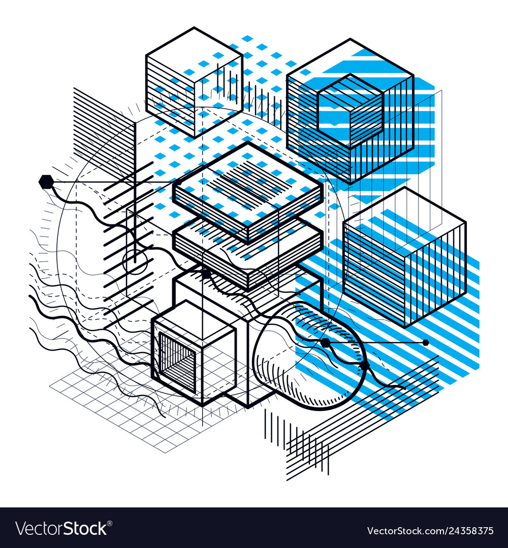 Isometric linear abstract background lined