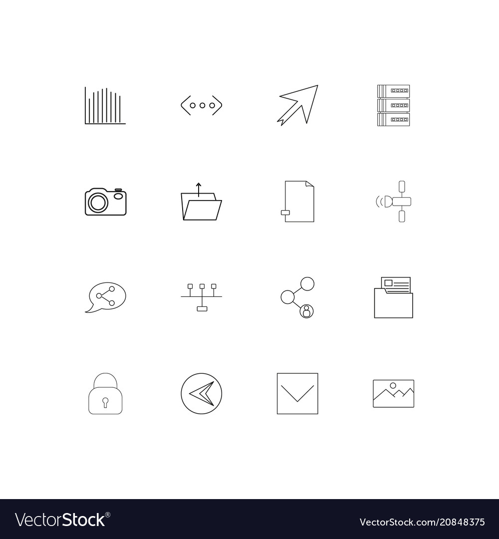 Network and database linear thin icons set