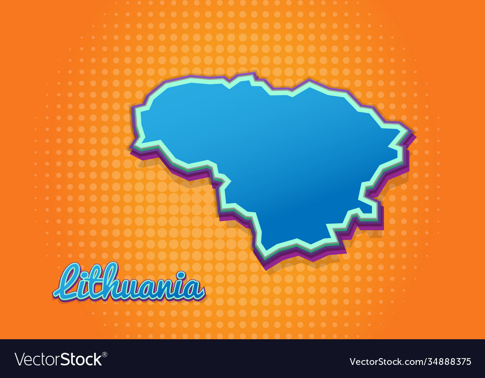 Retro map lithuania with halftone background vector image Retro map lithuania with halftone background