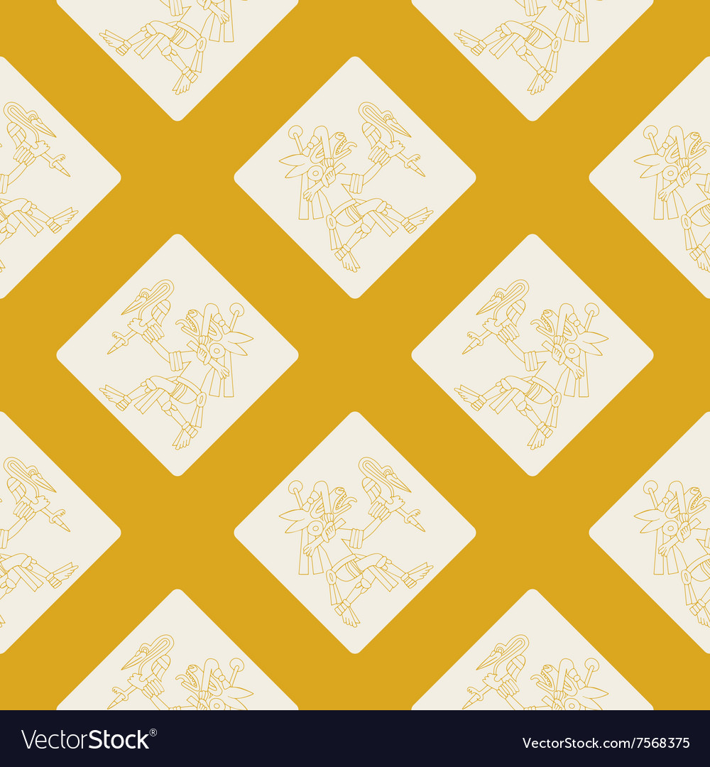 Seamless pattern with symbols from aztec codices