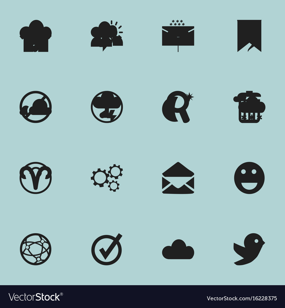 Set of 16 editable web icons includes symbols