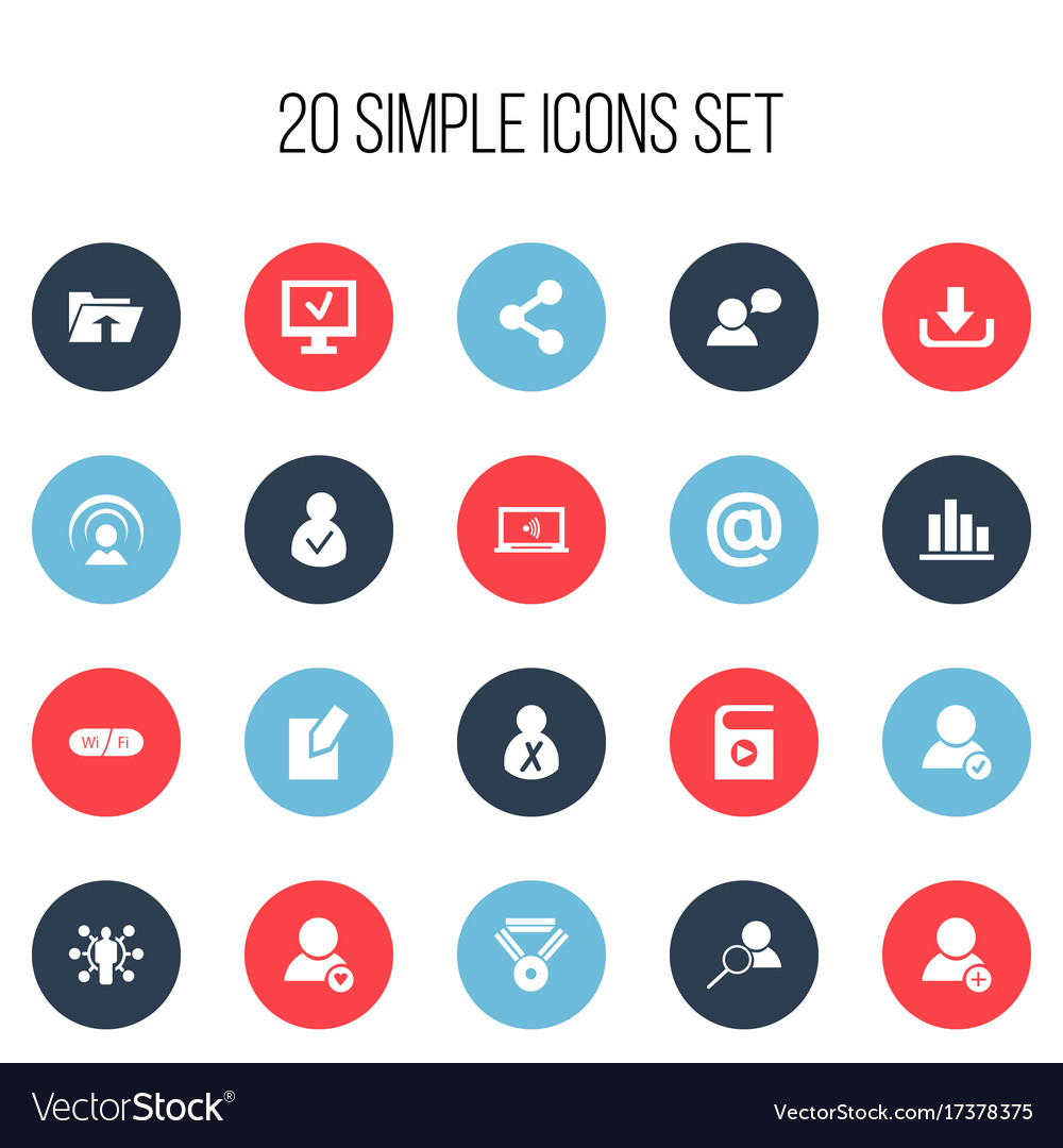 Set of 20 editable network icons includes symbols