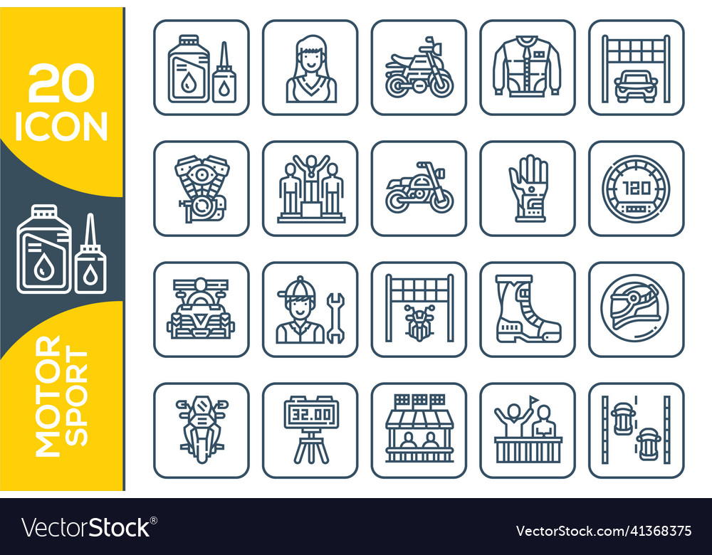 Set of race related line icons includes