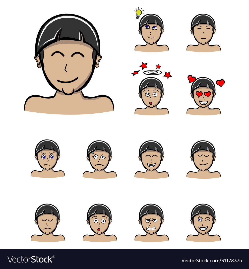 Smile boy set different emotions male