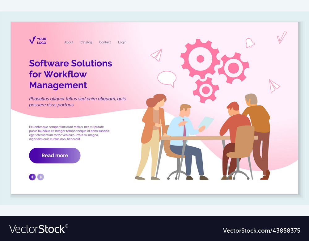 Software solutions for workflow management work vector image Software solutions for workflow management work
