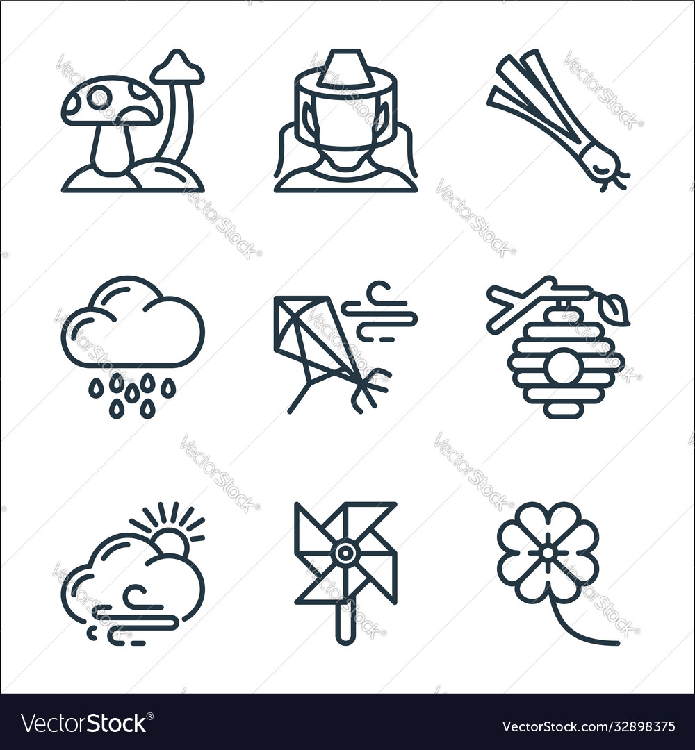 Spring line icons linear set quality