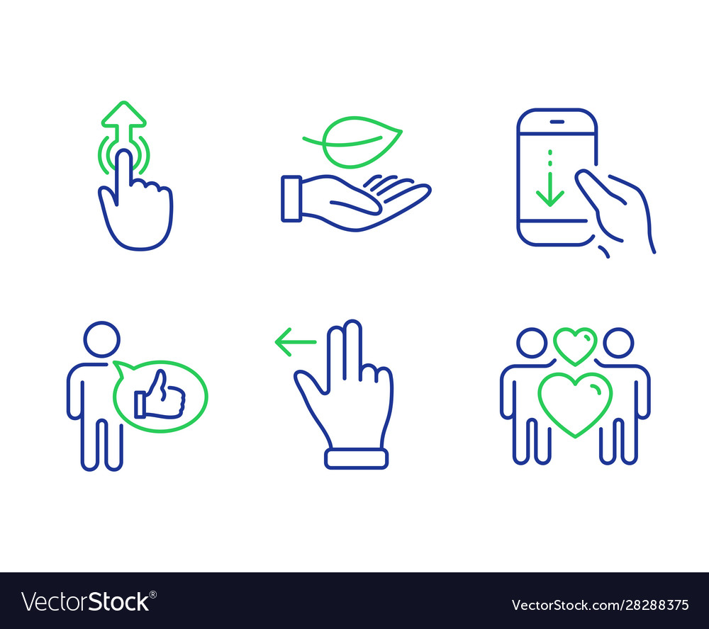 Swipe up scroll down and leaf icons set like vector image Swipe up scroll down and leaf icons set like