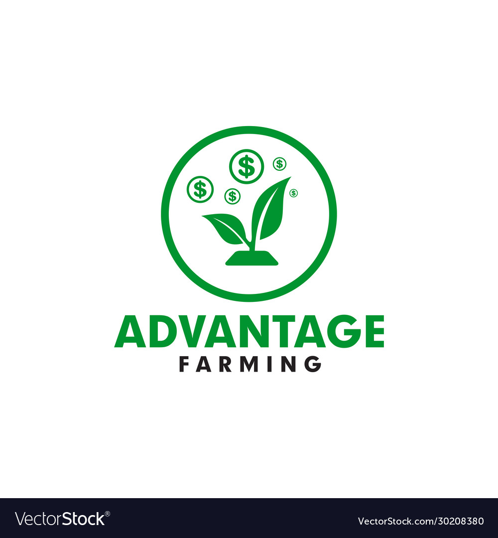 Agriculture logo design with leaf and profit icon