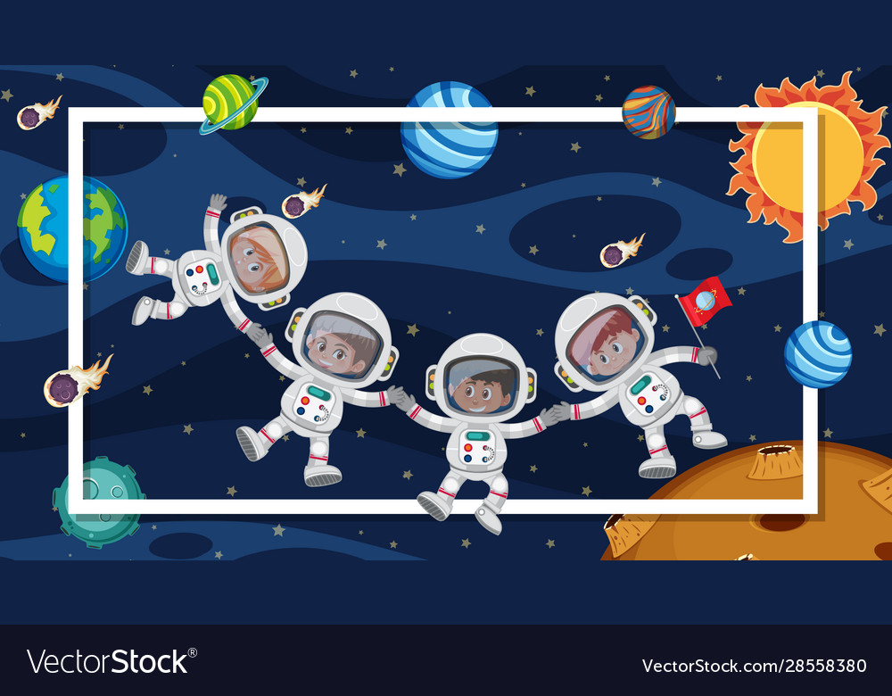 Background scene with astronauts in space