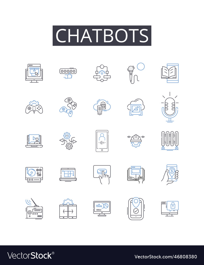 Chatbots line icons collection artificial vector image Chatbots line icons collection artificial